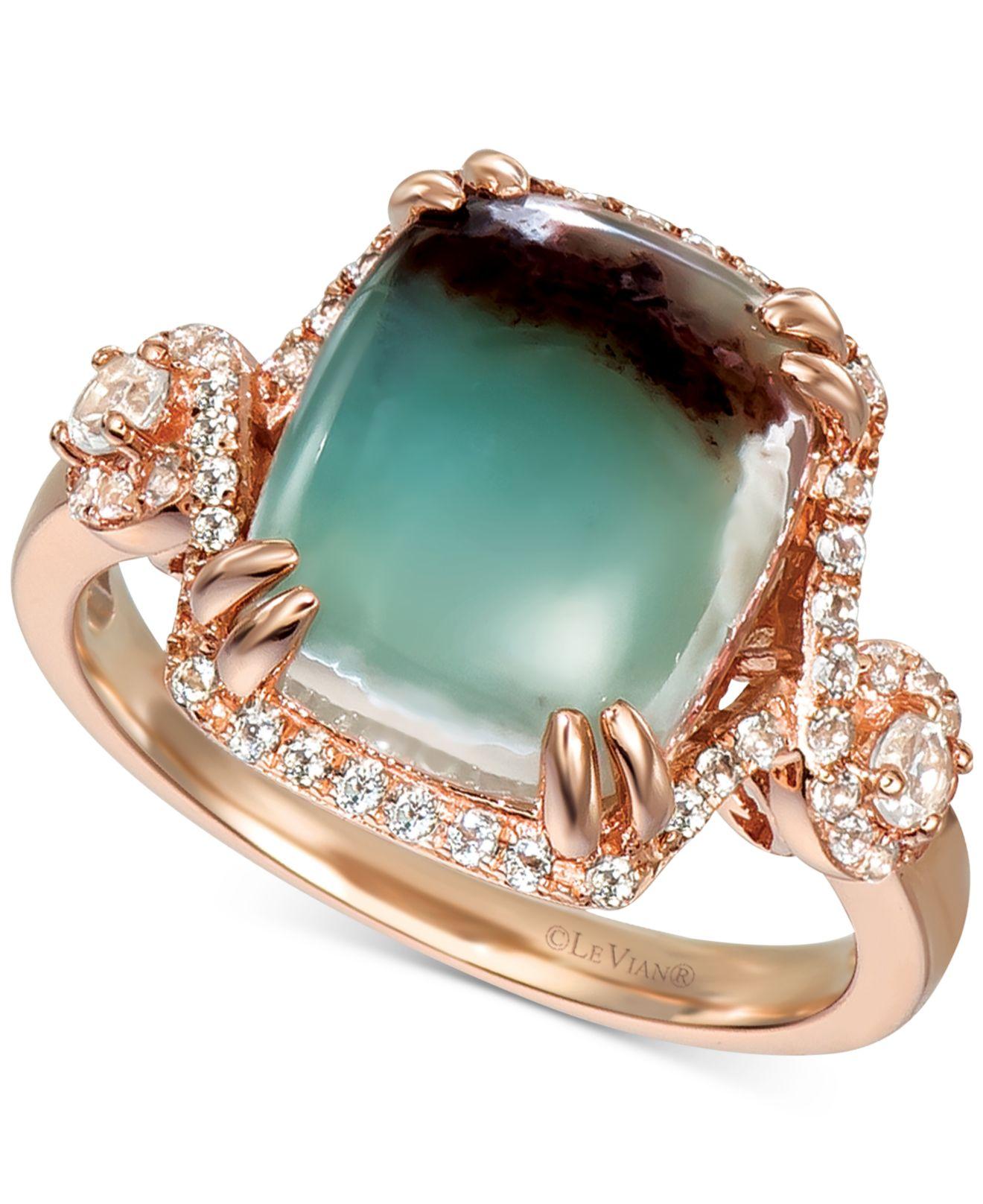 Le Vian Peacock Aquaprase 12 X 10mm Vanilla Topaz 3 8 Ct T W   Le Vian Rose Gold Peacock Aquaprase 12 X 10mm Vanilla Topaz 38 Ct Tw Statement Ring In 14k Rose Gold 