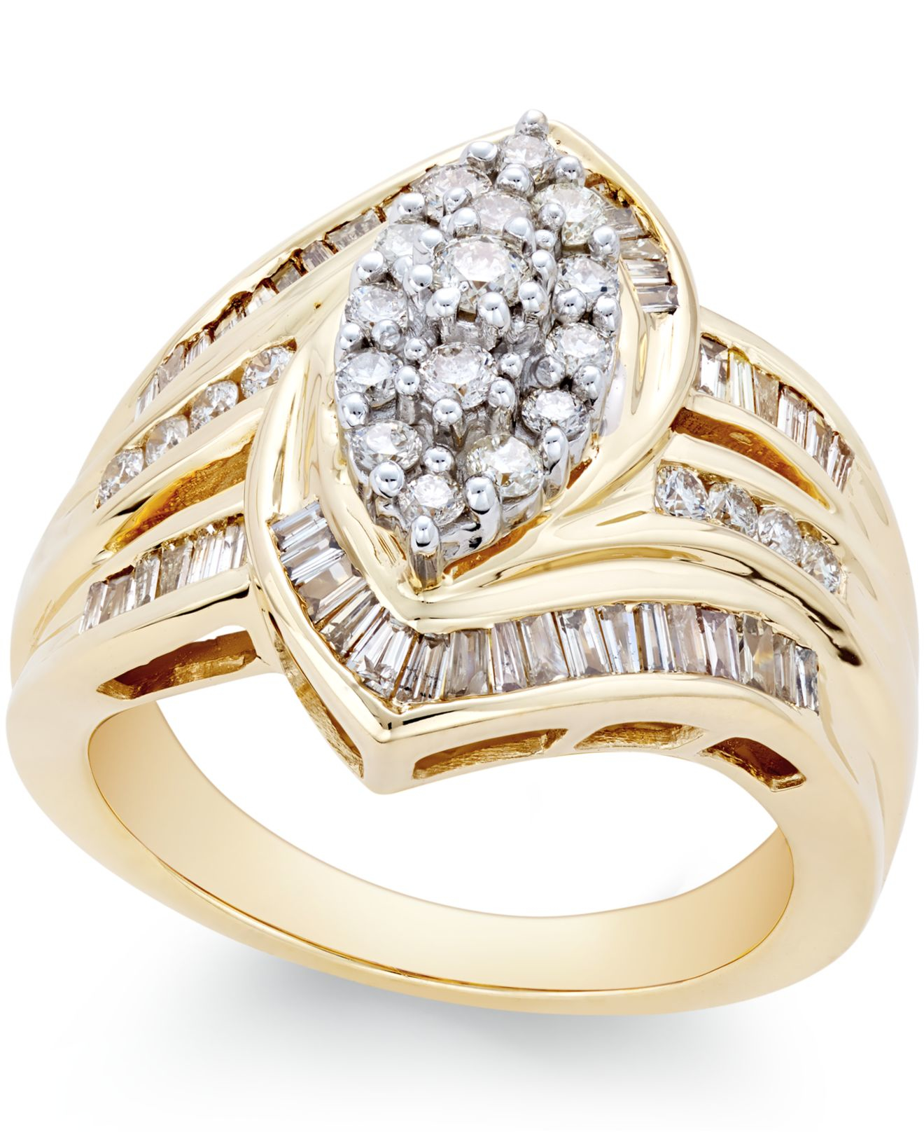 Lyst Macy'S Diamond Cocktail Ring (1 Ct. T.w.) In 14k Gold in Metallic