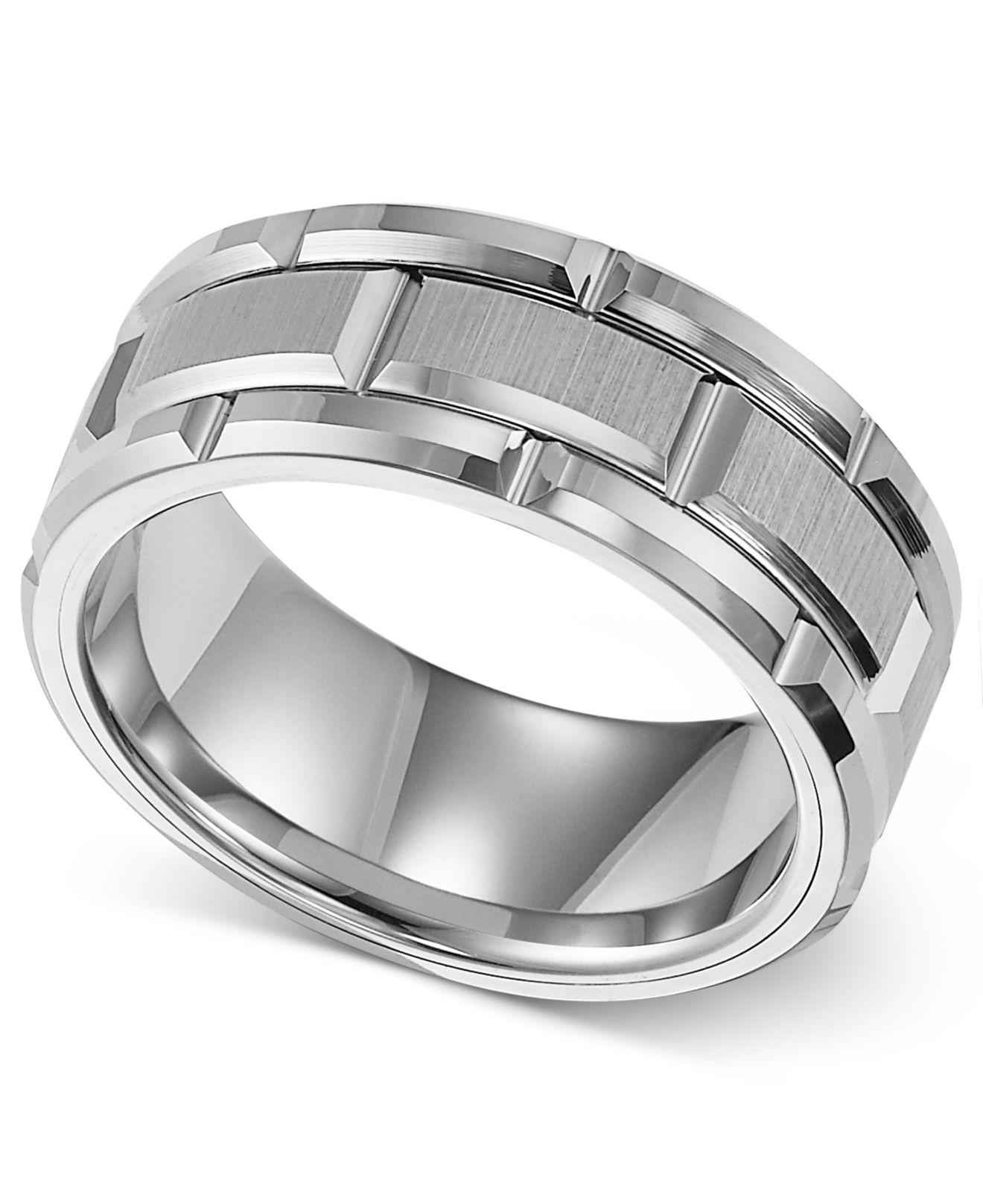 Lyst Triton Men's Ring, 8mm White Tungsten Wedding Band