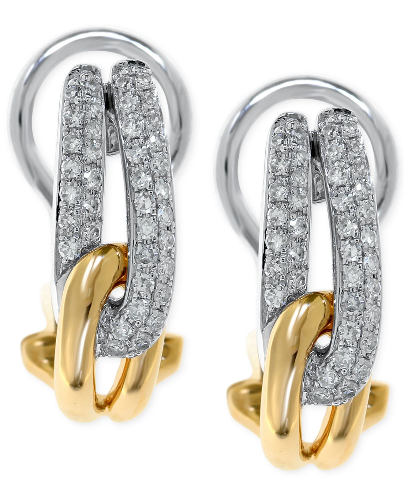 Lyst Effy Collection Diamond Knot Twotone Earrings (1/3 Ct. T.w.) In