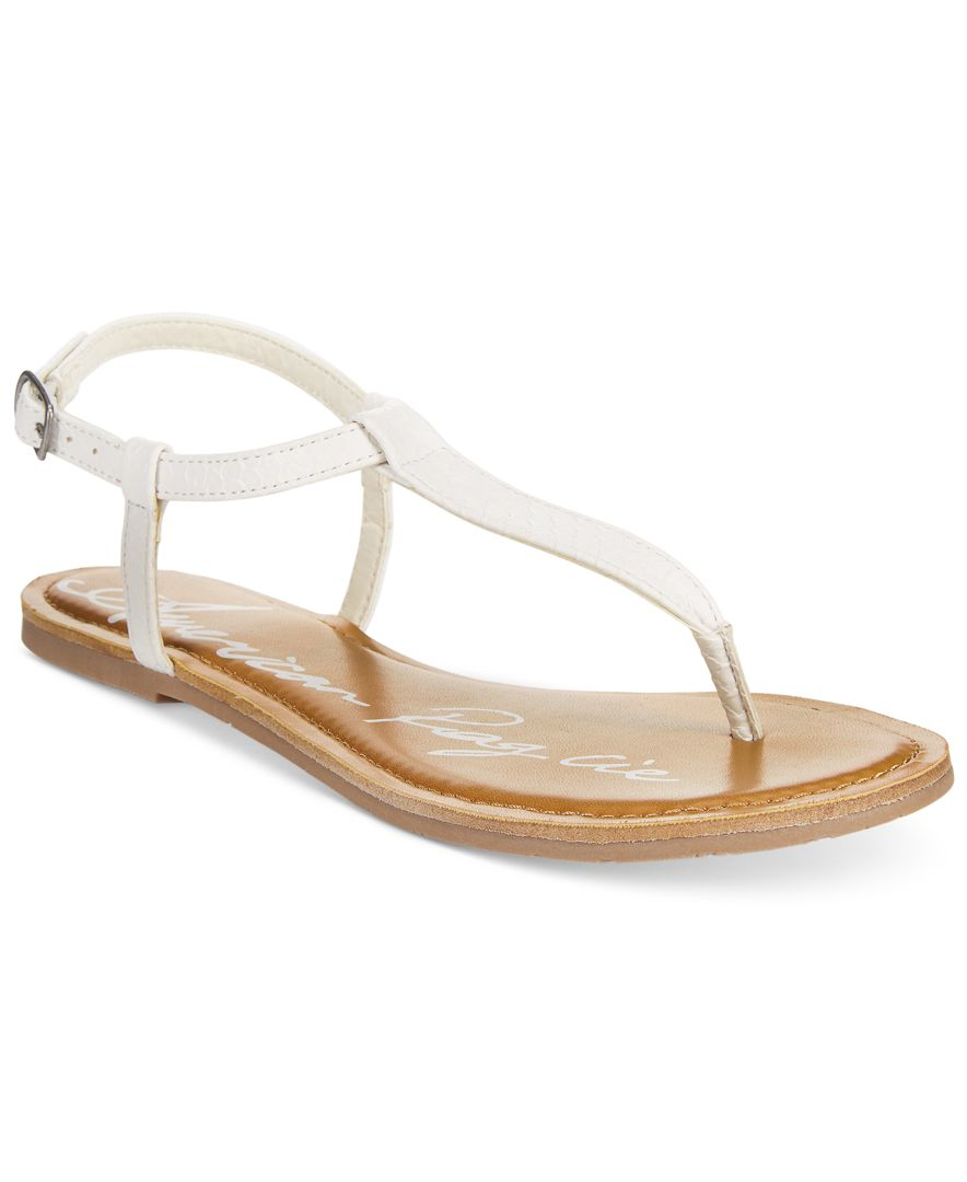 American rag Krista T-strap Flat Sandals, Only At Macy's in White | Lyst