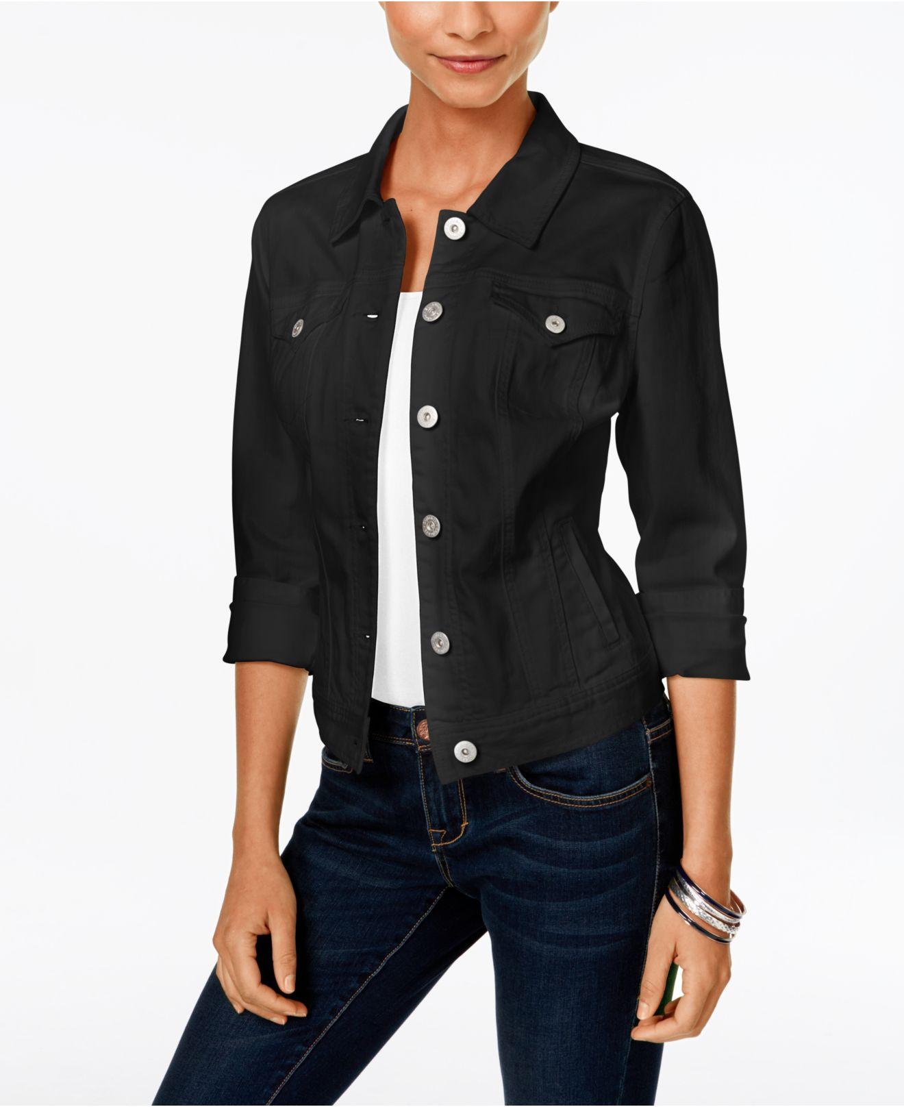 Style & co. Deep Black Wash Denim Jacket, Only At Macy's in Black Lyst