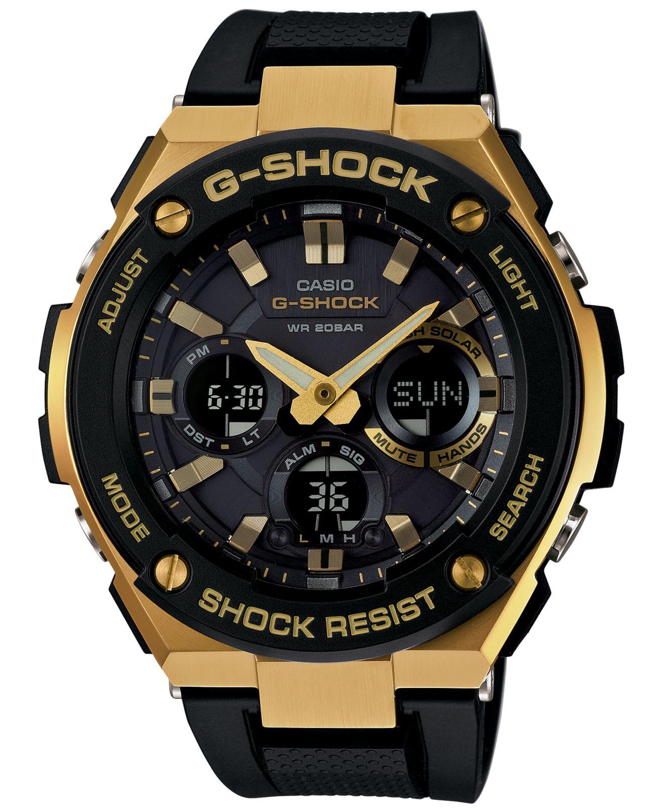 g shock black gold digital