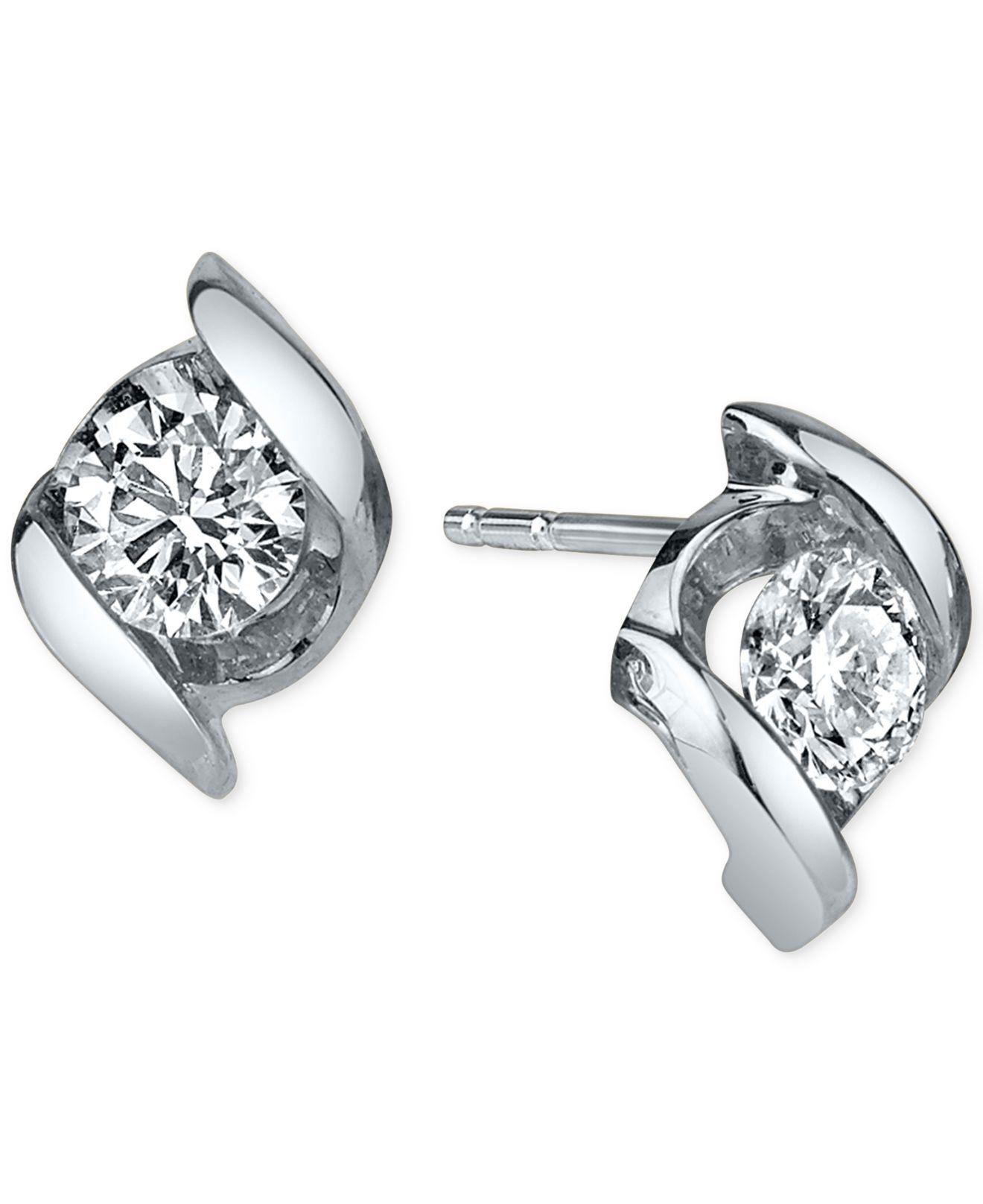 Sirena Diamond Twist Stud Earrings (1/2 Ct. T.w.) In 14k White Gold in