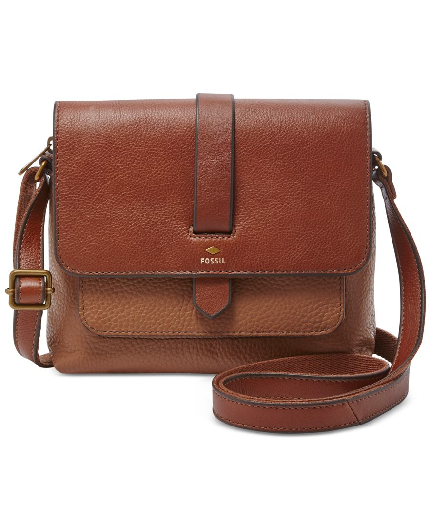 Fossil Kinley Leather Small Crossbody in Brown | Lyst