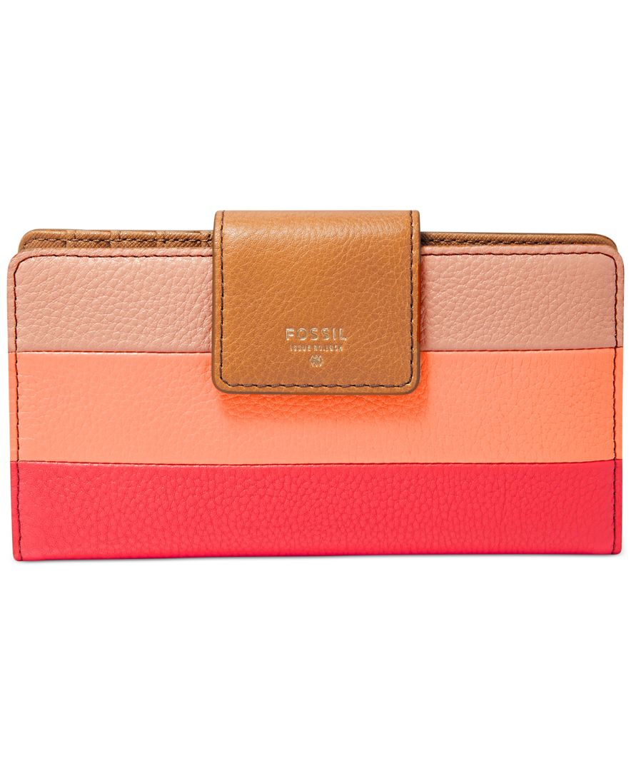 fossil sydney leather patchwork tab wallet in pink lyst fossil sydney leather patchwork tab wallet in pink lyst