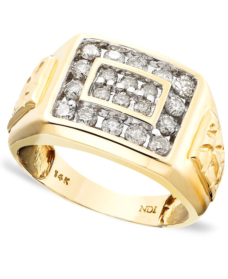 Macy&#39;s Men&#39;s 14k Gold Ring, Diamond (1 Ct. T.w.) in Metallic for Men | Lyst