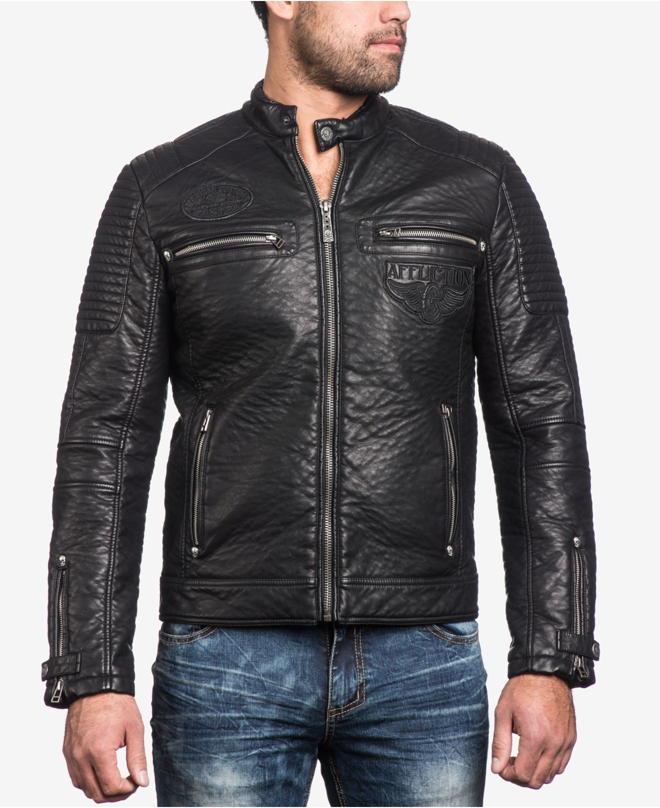 Affliction Rebellious Leather Jacket in Black for Men | Lyst