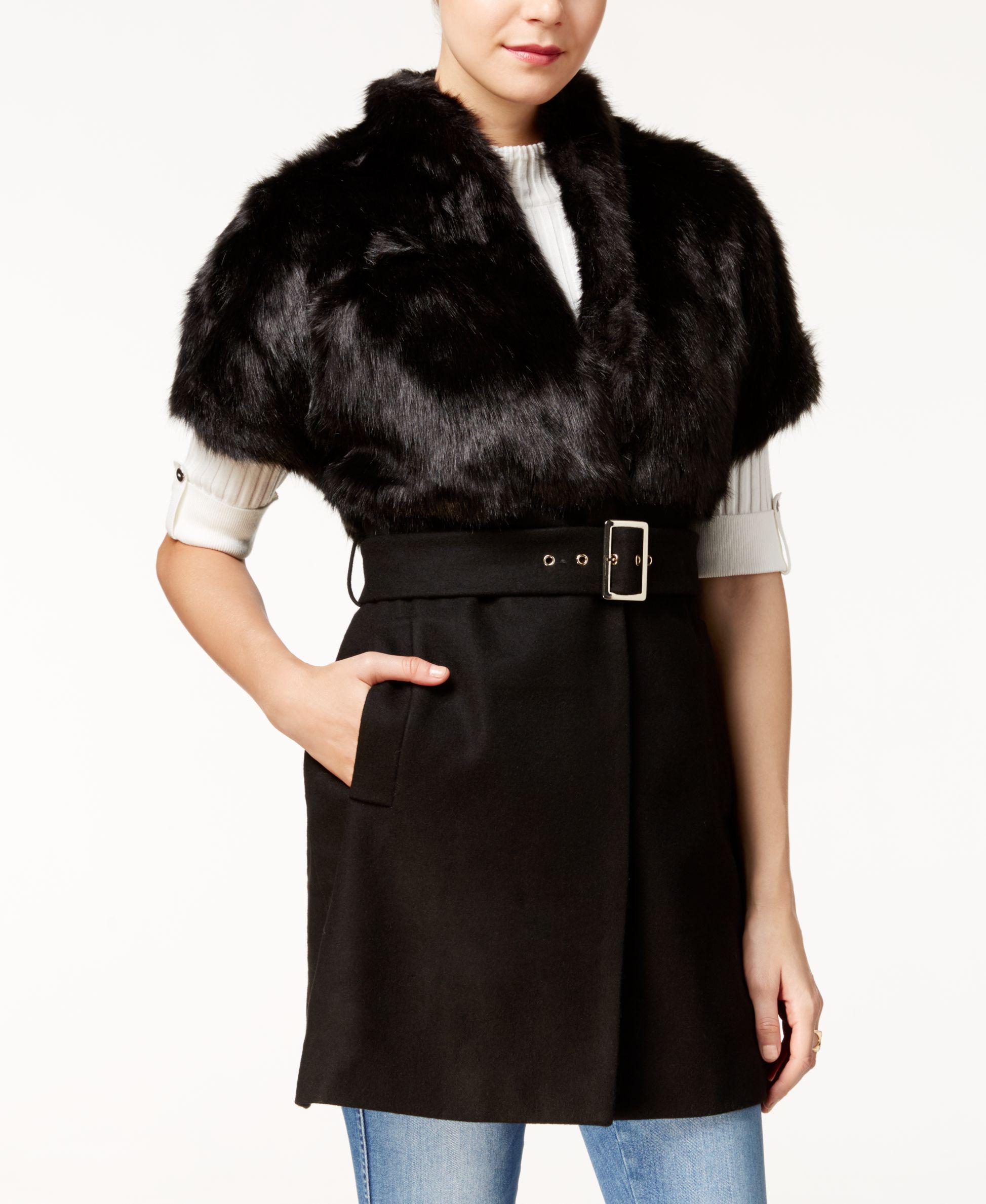 Guess Cordelia Fauxfurcollar Jacket in Black Lyst