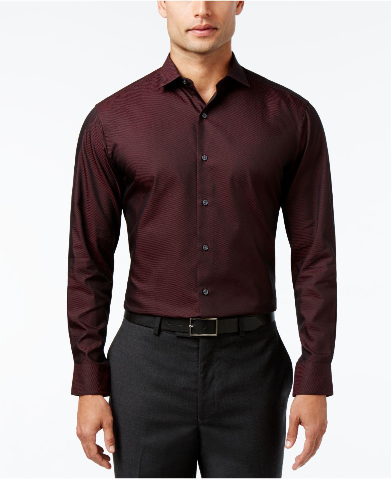 Lyst Alfani Red Men's Burgundy Diagonalstripe Dress Shirt, Only At