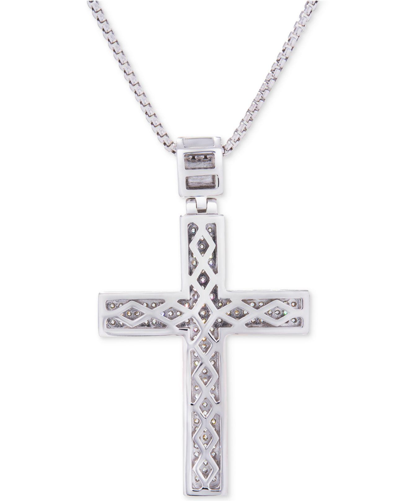 Lyst Macy S Men Diamond Cross Pendant Necklace 1 2 Ct T W In Lyst Macy S Men Diamond Cross Pendant Necklace 1 2 Ct T W In Sterling Silver Metallic