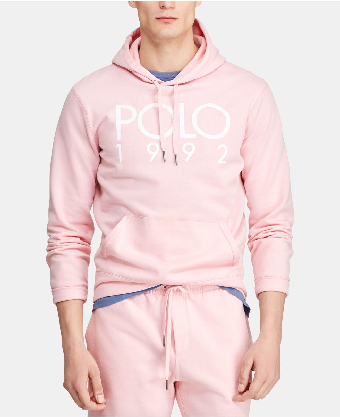 pink polo hoodie men