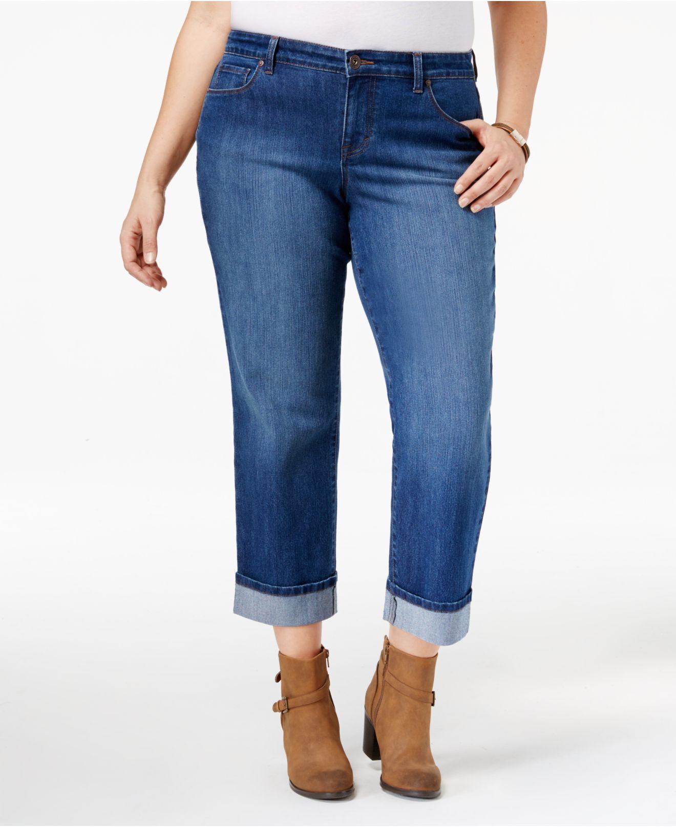 Lyst - Style & Co. Plus Size Riverside Wash Cuffed Capri Jeans in Blue