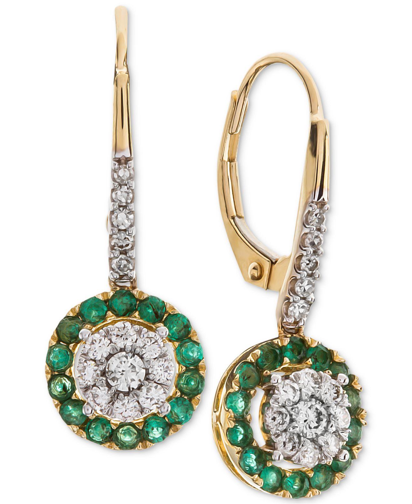 Lyst Macy's Emerald (1/2 Ct. T.w.) & Diamond (3/8 Ct. T.w.) Drop