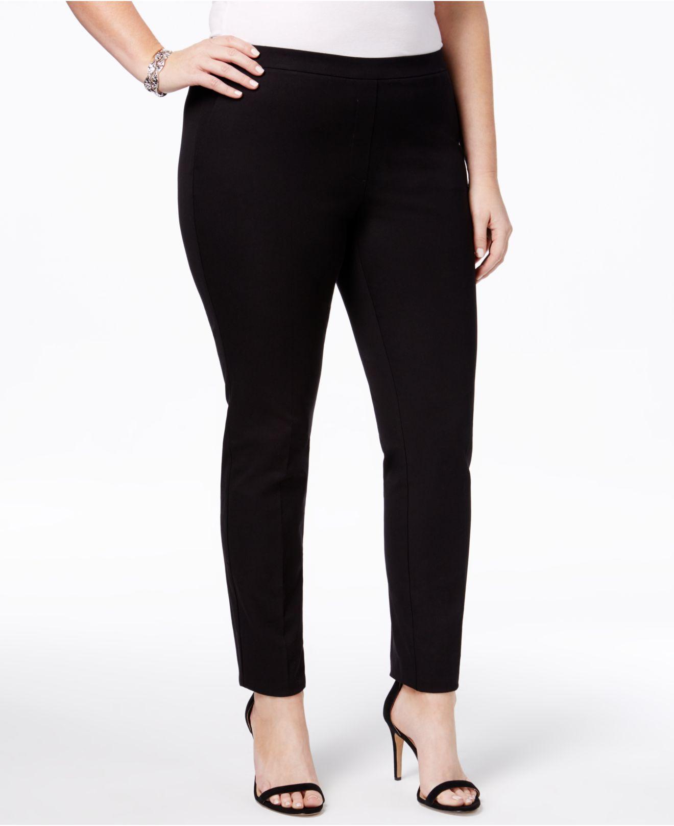 Lyst - Alfani Plus Size Pull-on Skinny Pants in Black