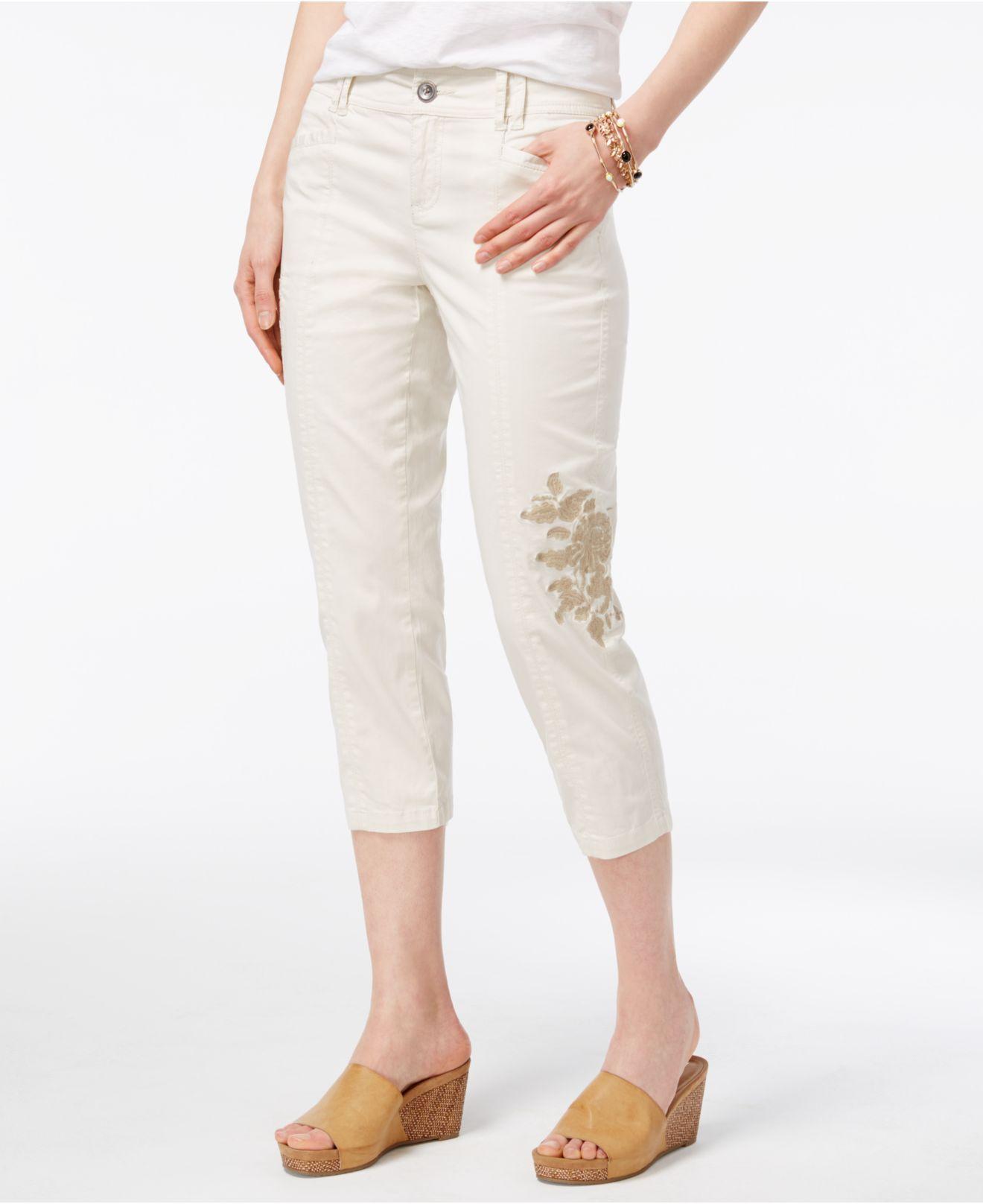 Lyst - Style & Co. Petite Embroidered Cargo Capris in White