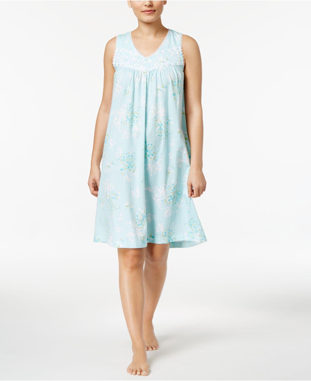Lyst - Charter Club Lace-trimmed Printed Cotton Nightgown in Blue