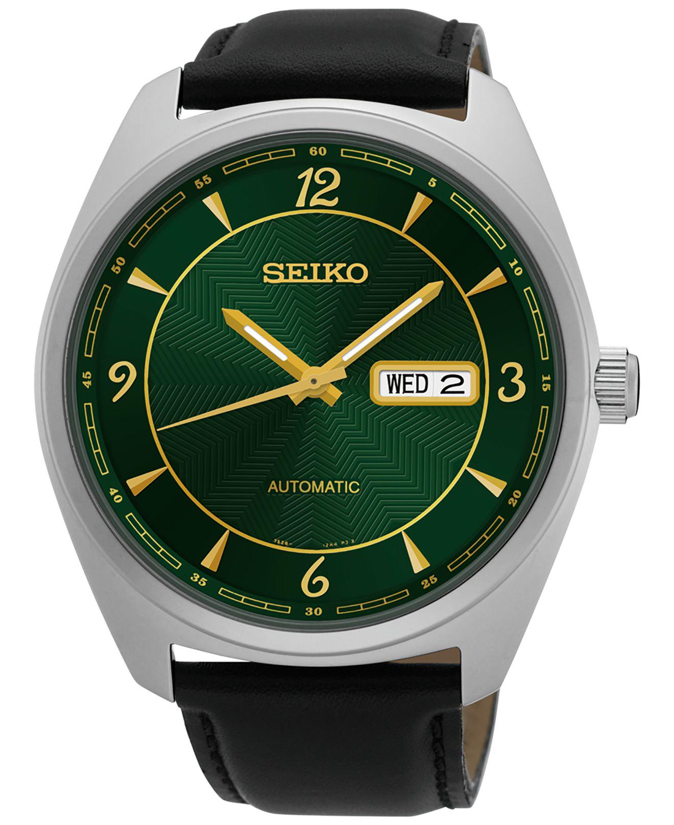 Lyst Seiko Men's Automatic Recraft Series Black Leather Strap Watch