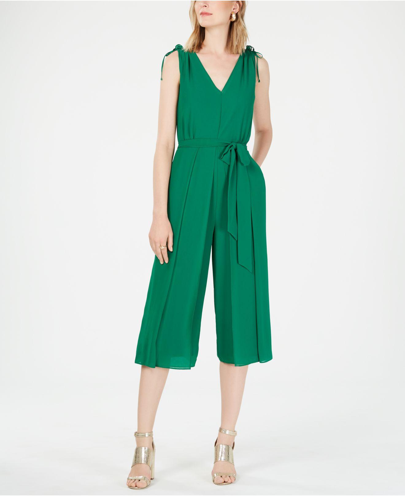 Vince Camuto Chiffon V-neck Cropped Jumpsuit in Green - Save 14% - Lyst