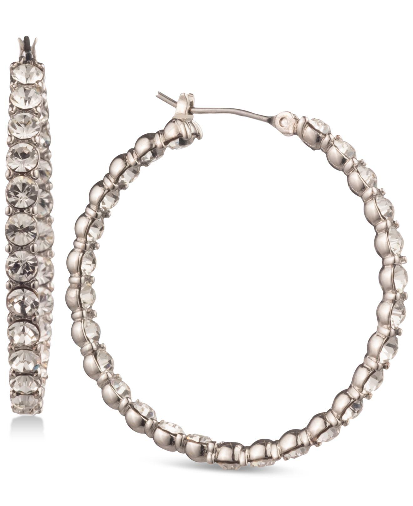 Givenchy Silvertone Insideout Crystal Hoop Earrings in Metallic Lyst