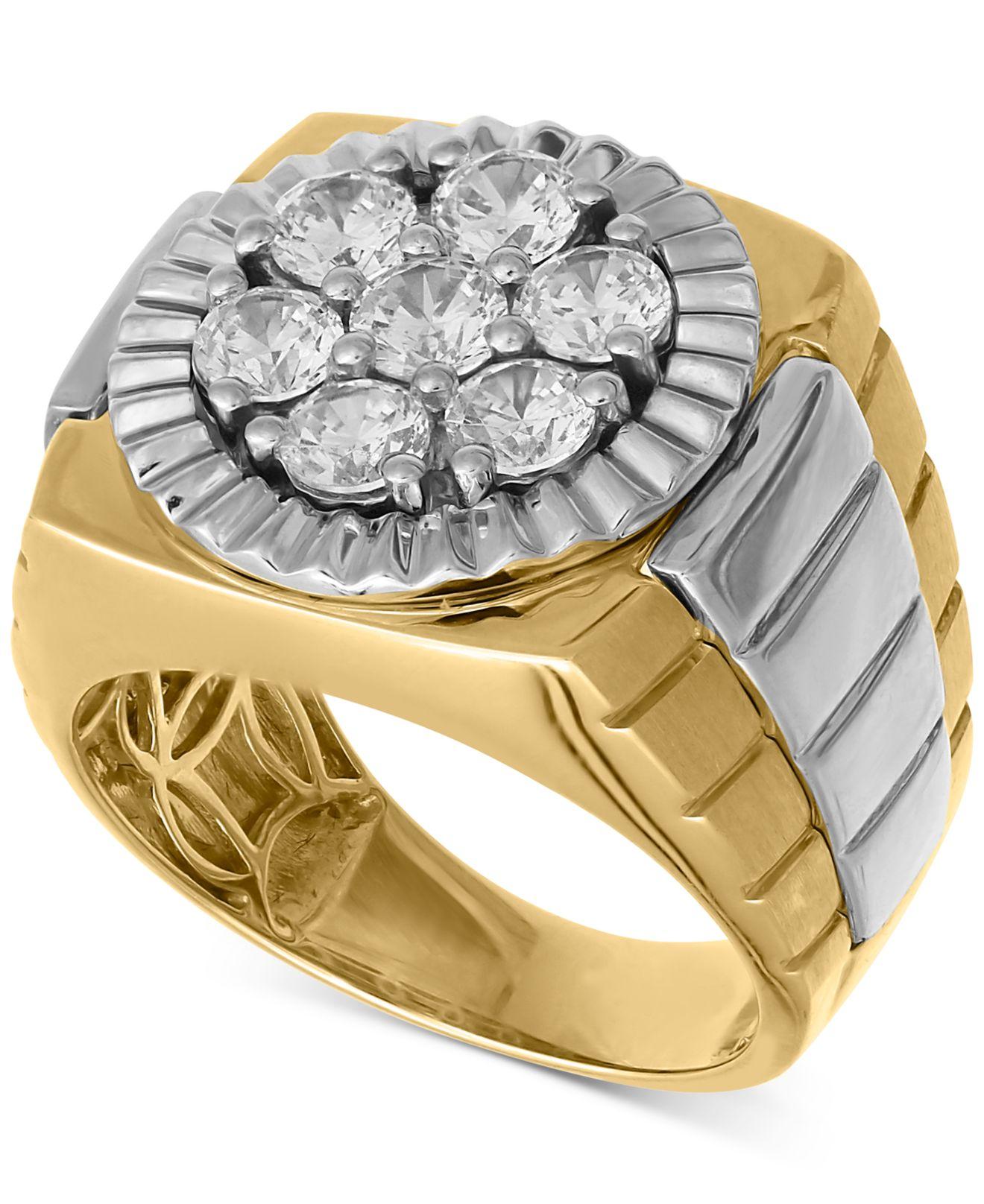 Macy's Diamond Cluster Twotone Ring (21/4 Ct. T.w.) In 10k Gold