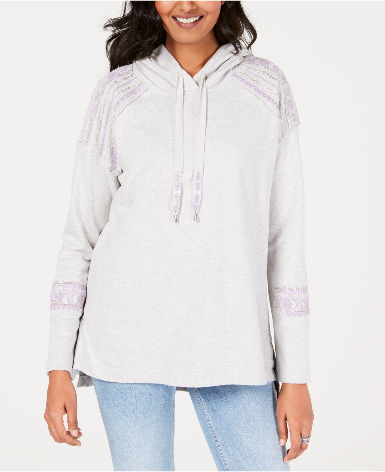Lyst Style & Co. Cotton Embellished Hoodie Sweatshirt, Created For