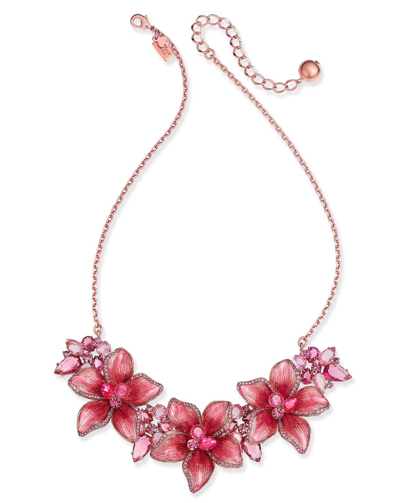 Lyst - Kate Spade Rose Gold-tone Multi-stone Pink Flower ...