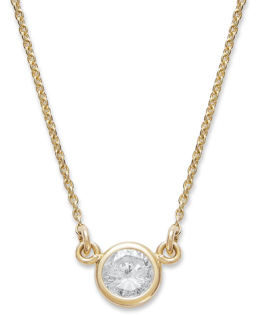 Macy's Bezel-set Diamond Pendant Necklace (1/5 Ct. T.w ...