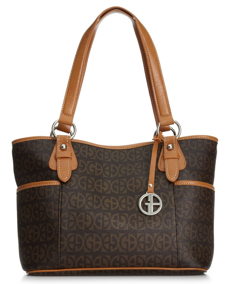 Giani bernini Signature Faux-Leather Tote in Brown | Lyst