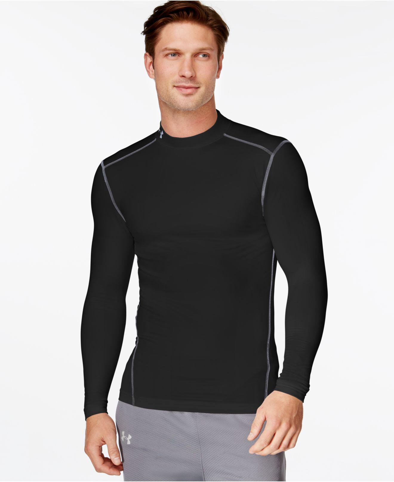 Download Lyst - Under Armour Mock Neck Long-sleeve T-shirt in Black ...