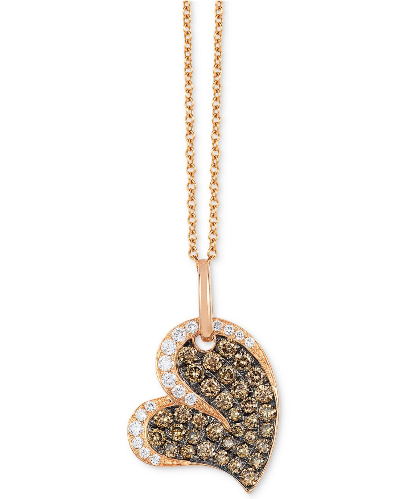 Lyst Le Vian Chocolatier® Diamond Heart 18" Pendant Necklace (3/4 Ct. T.w.) In 14k Rose Gold