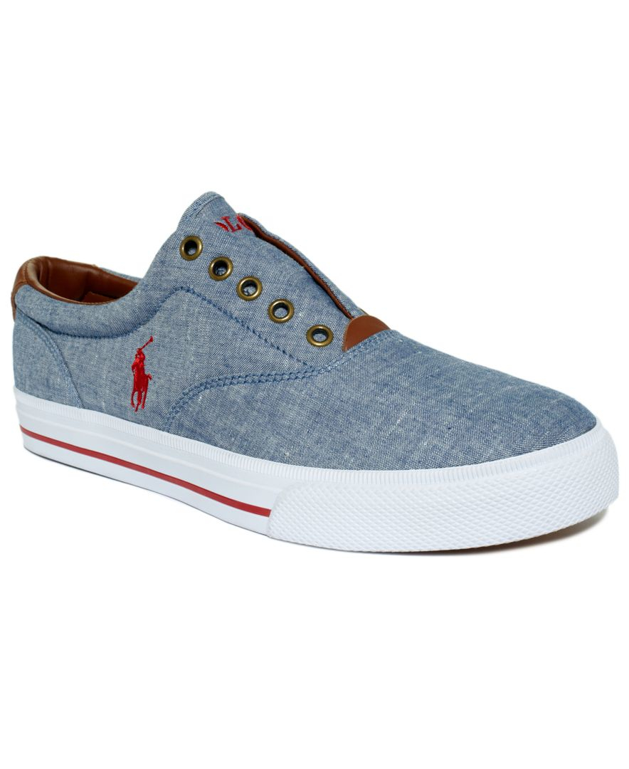 Polo ralph lauren Vito Laceless Chambray Sneakers in Blue for Men | Lyst