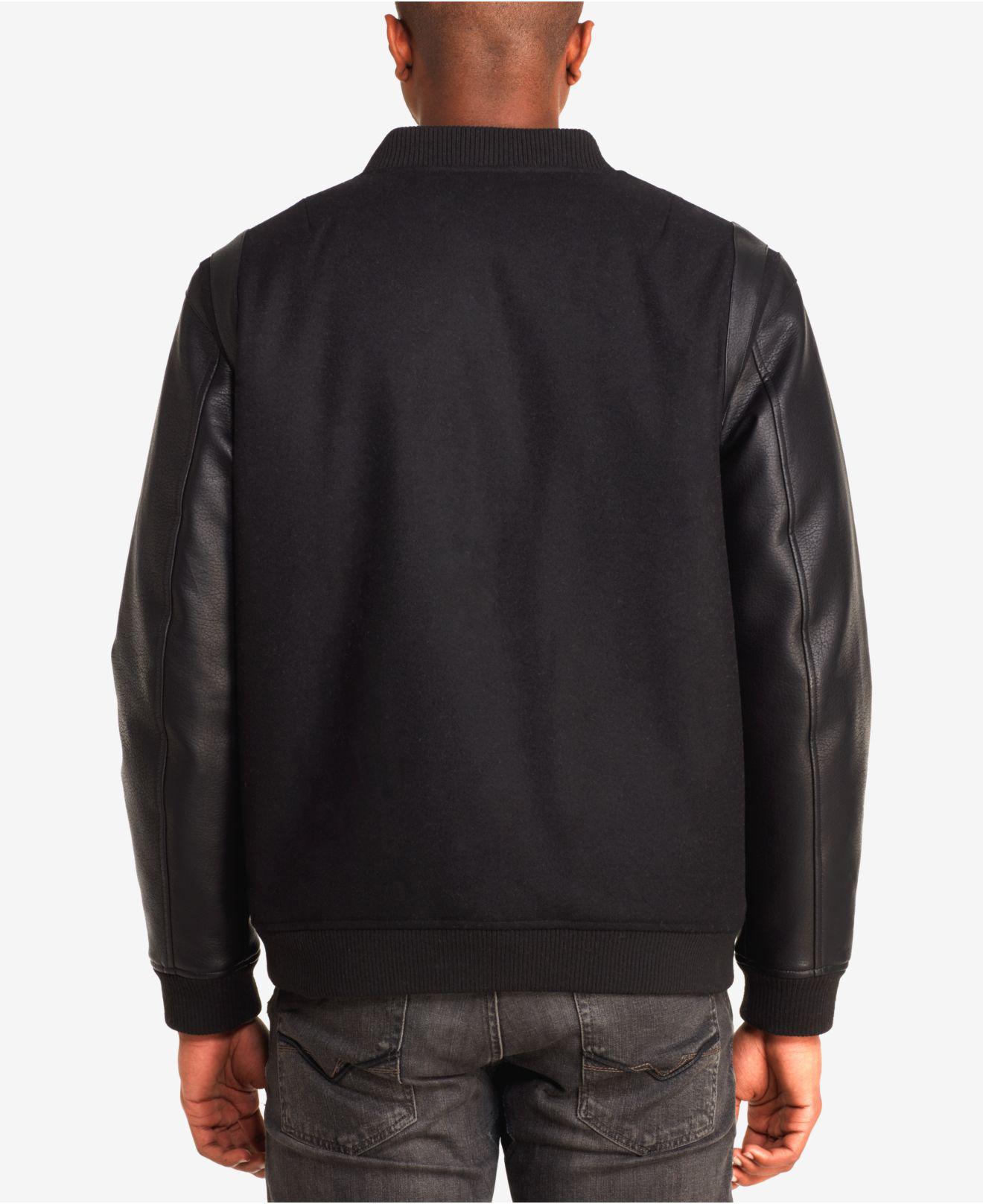 Lyst - Sean John Men's Mixed-media Varsity Jacket in Black ...