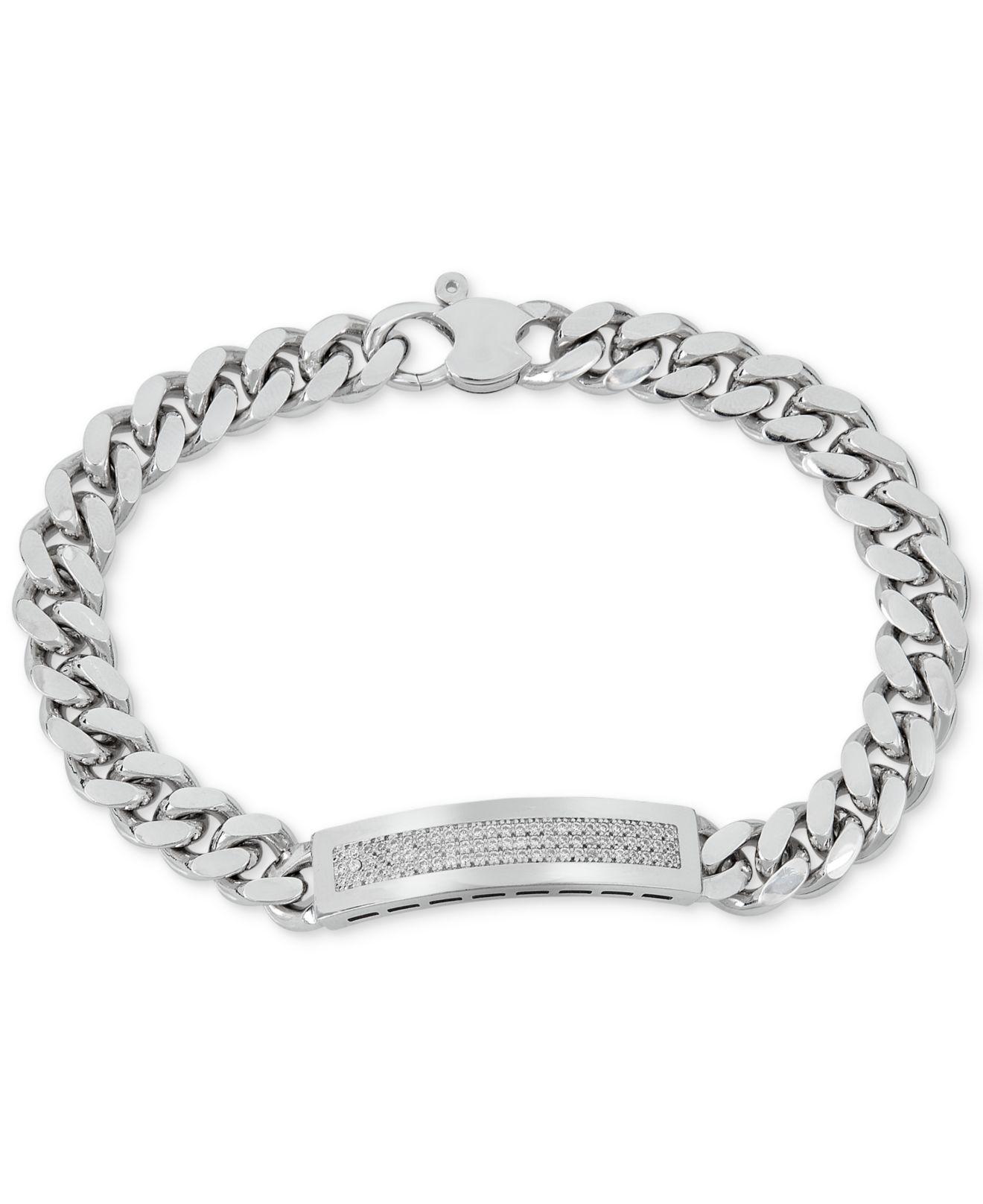 Lyst Macy's Diamond (1/2 Ct. T.w.) Id Bracelet In Sterling Silver in