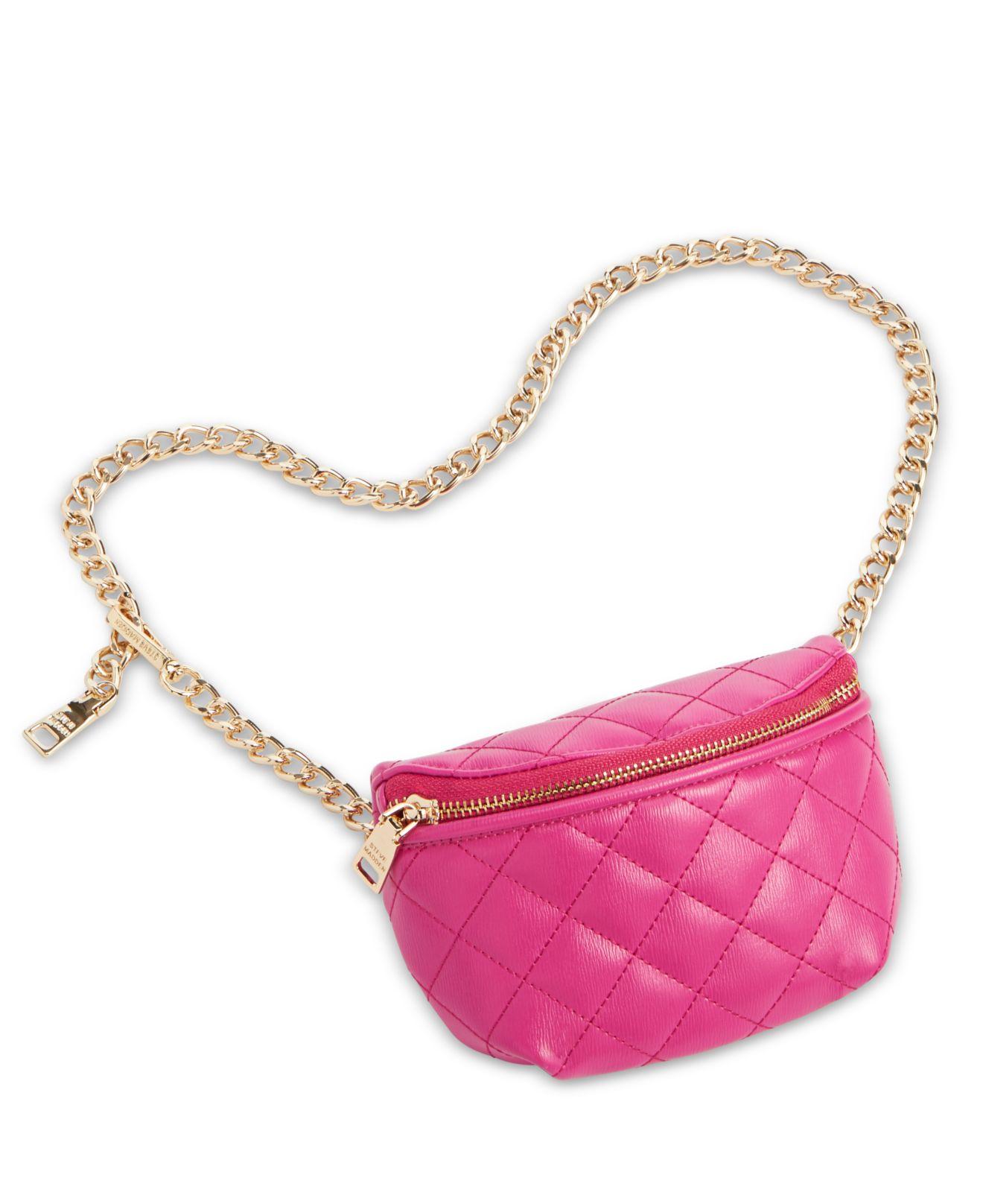 Steve Madden Quilted Faux Leather Chain Belt Bag in Pink Lyst