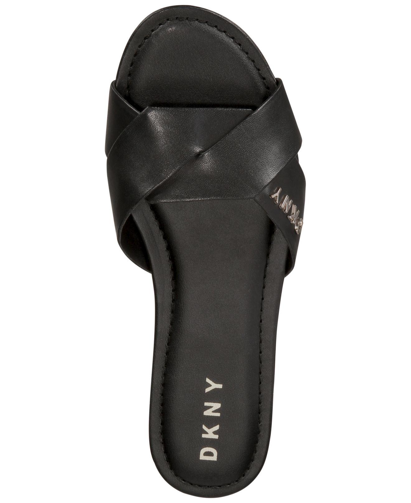 DKNY Leather Kiara Flat Sandals, Created For Macy's in Black - Lyst