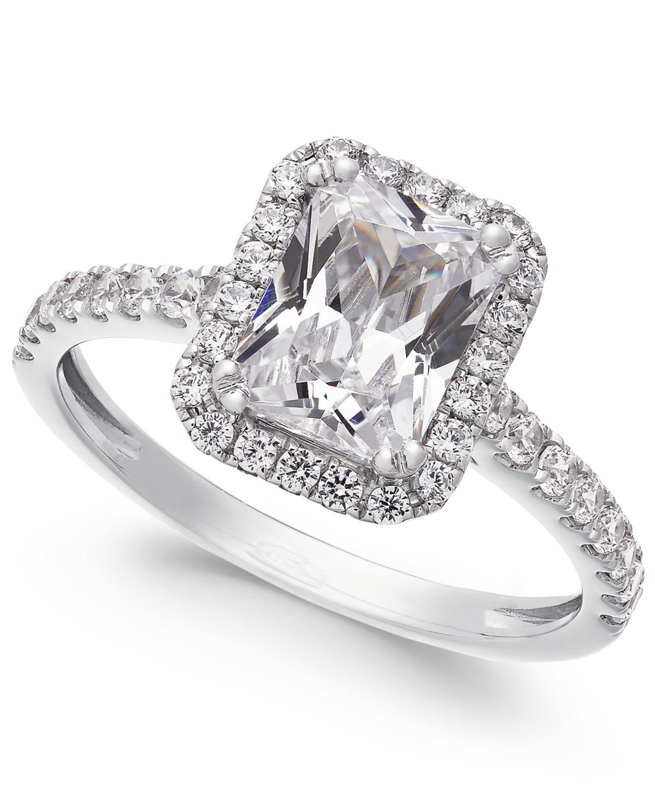 Lyst - Arabella Swarovski Zirconia Square Ring In White Gold in White ...