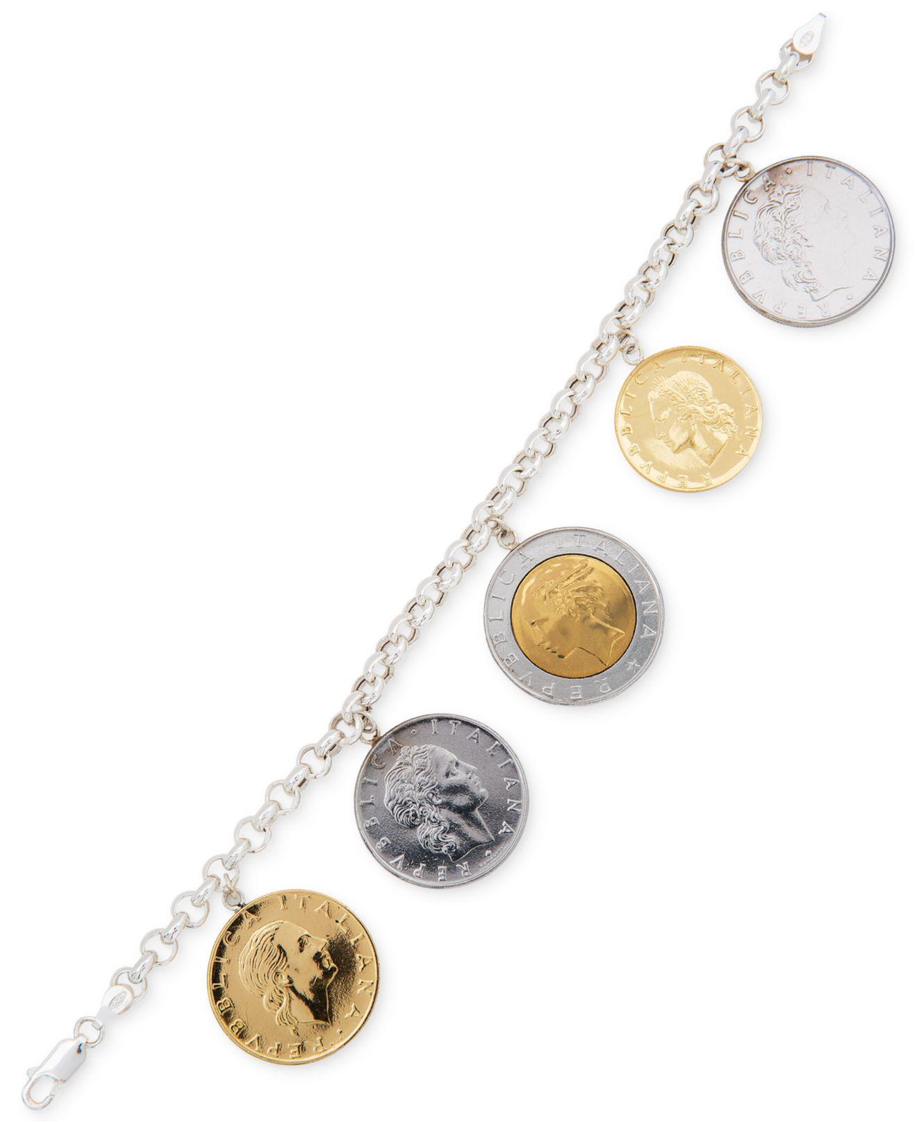Lyst Giani Bernini Two Tone Coin Charm Bracelet In Sterling Silver Lyst Giani Bernini Two Tone Coin Charm Bracelet In Sterling Silver 18k Gold Plate Created For Macy S Metallic