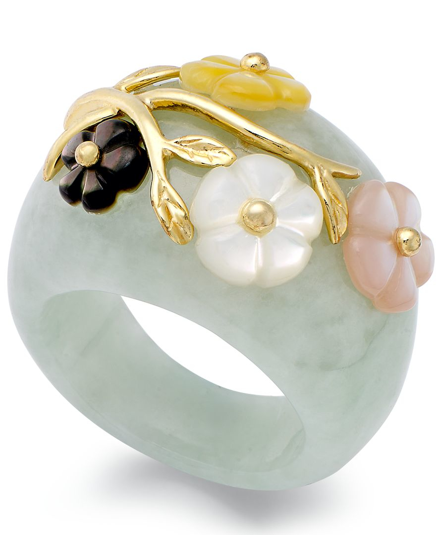  Macy s  14k Gold Over Sterling Silver Ring  Jade  60 Ct T 