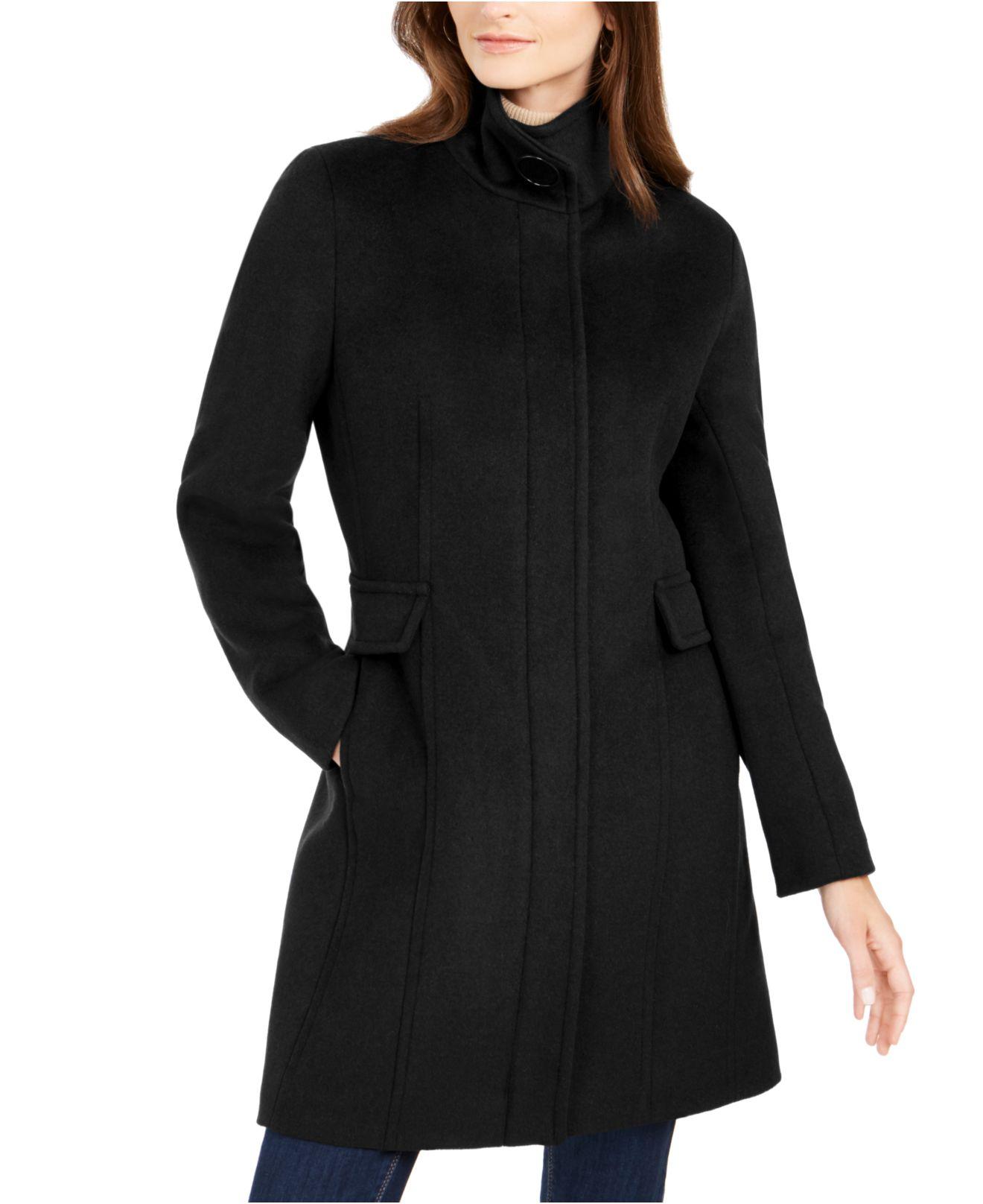 Calvin Klein Wool Stand-collar Walker Coat, Created For Macys in Black ...