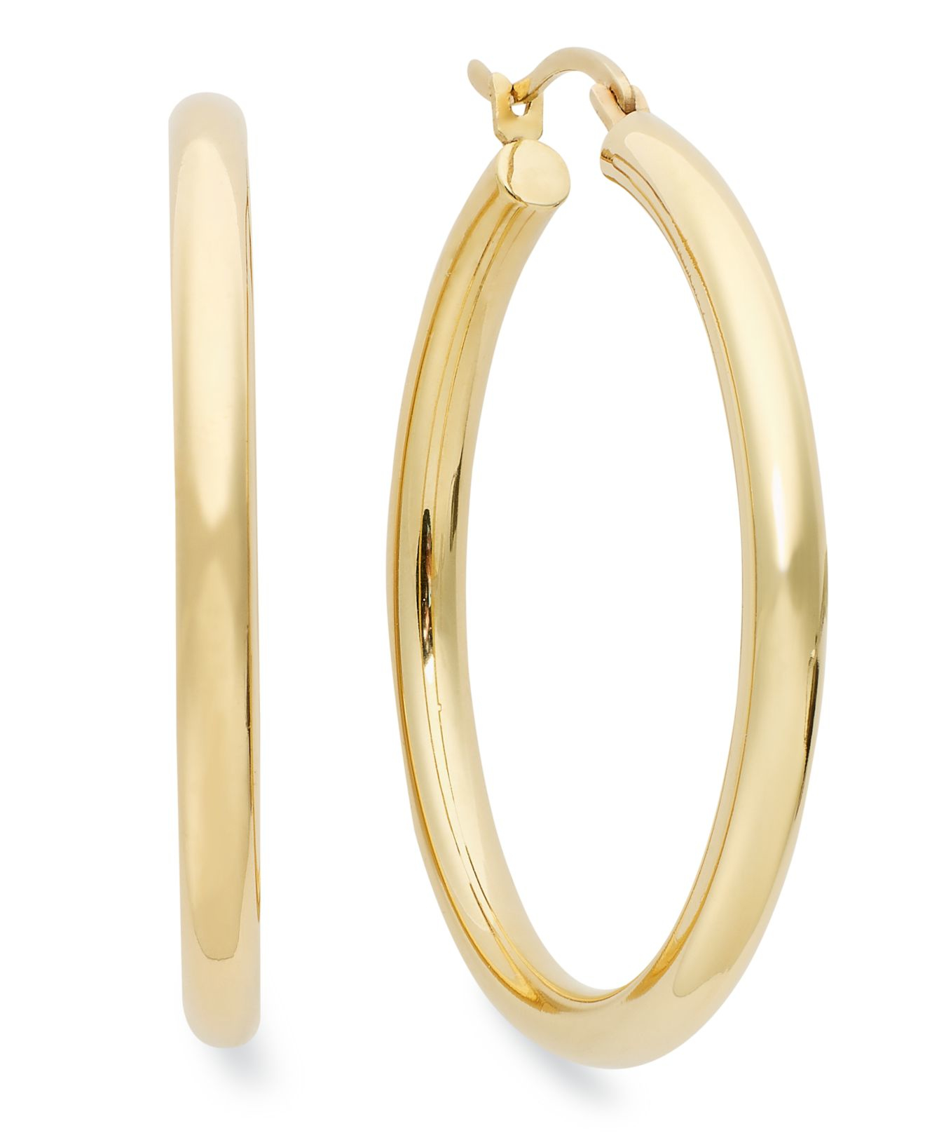 Lyst - Signature gold Polished Hoop Earrings In 14k Gold in Metallic - Save 10%