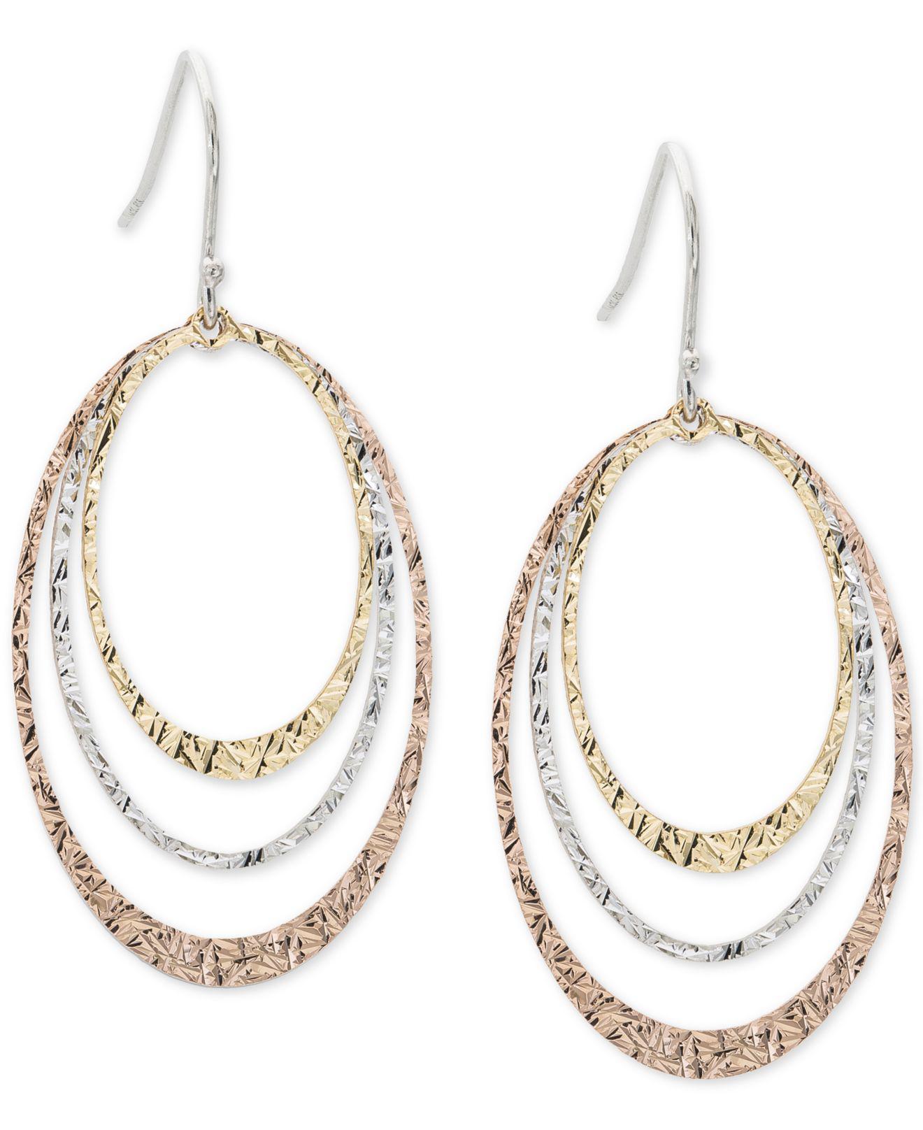 Lyst - Giani Bernini Tricolor Triple Hoop Drop Earrings In Sterling ...