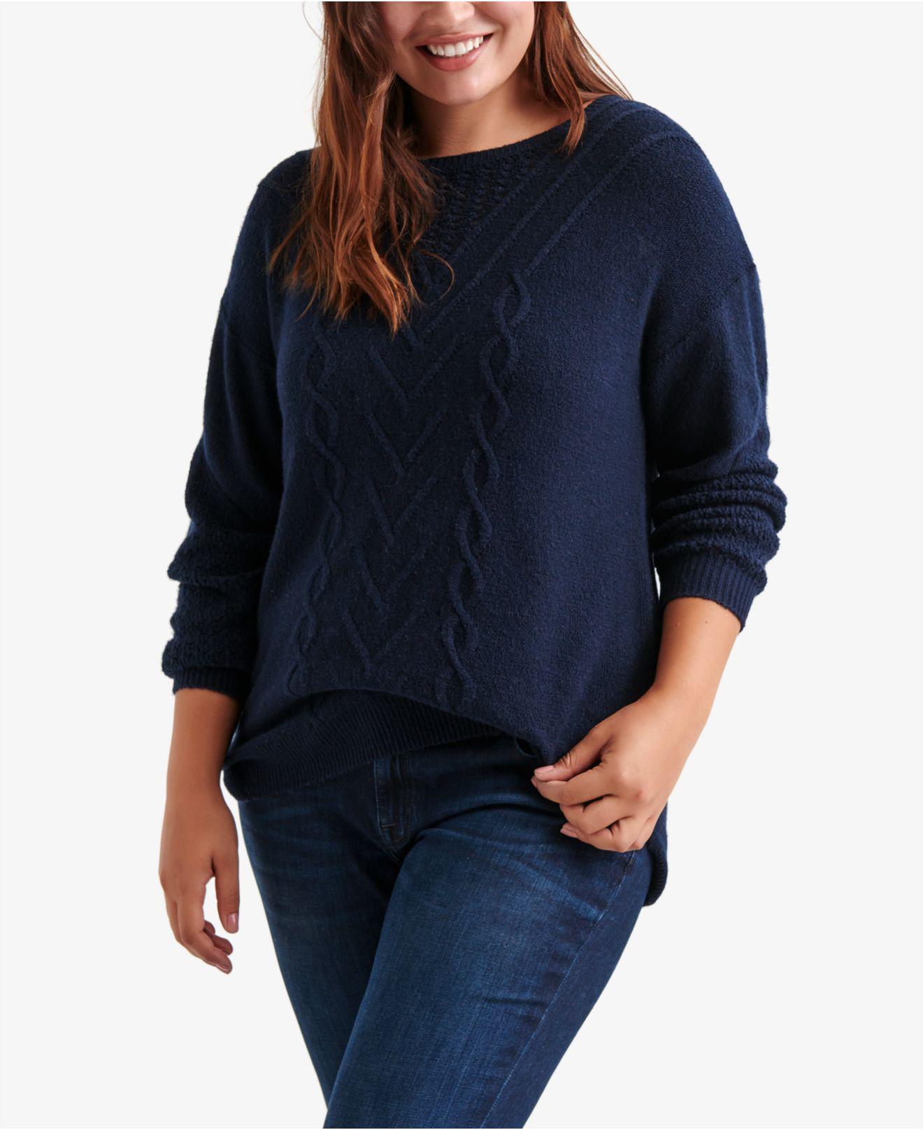 Lucky Brand Trendy Plus Size Cable-knit Sweater in Blue - Lyst