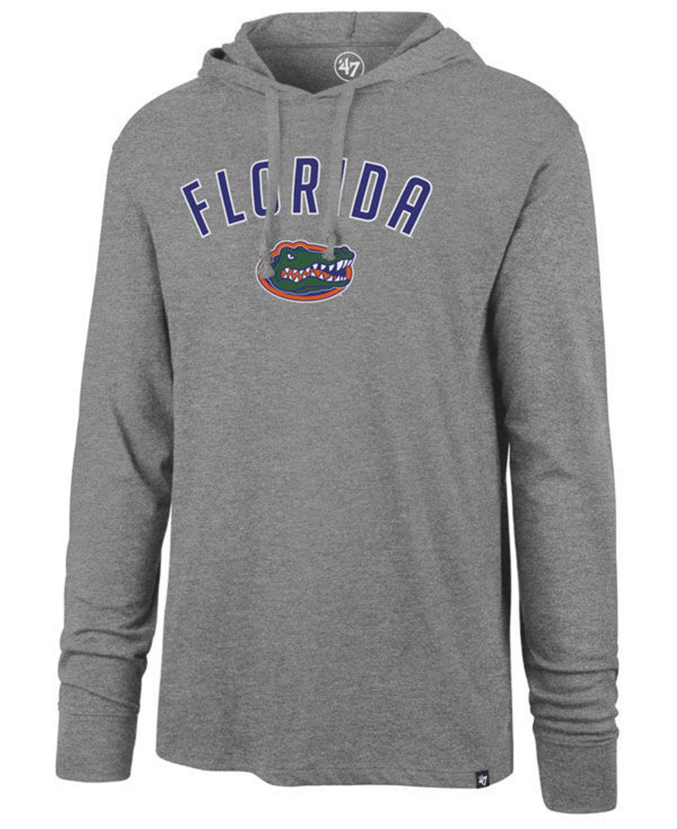 Lyst - 47 Brand Florida Gators Long Sleeve Focus Hooded T-shirt in Gray ...