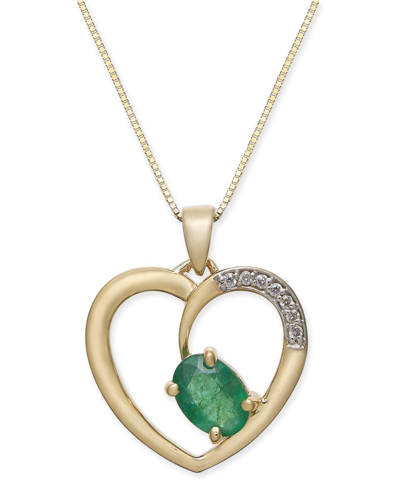 Macy's Emerald (3/4 Ct. T.w.) & Diamond Accent Heart 18 ...
