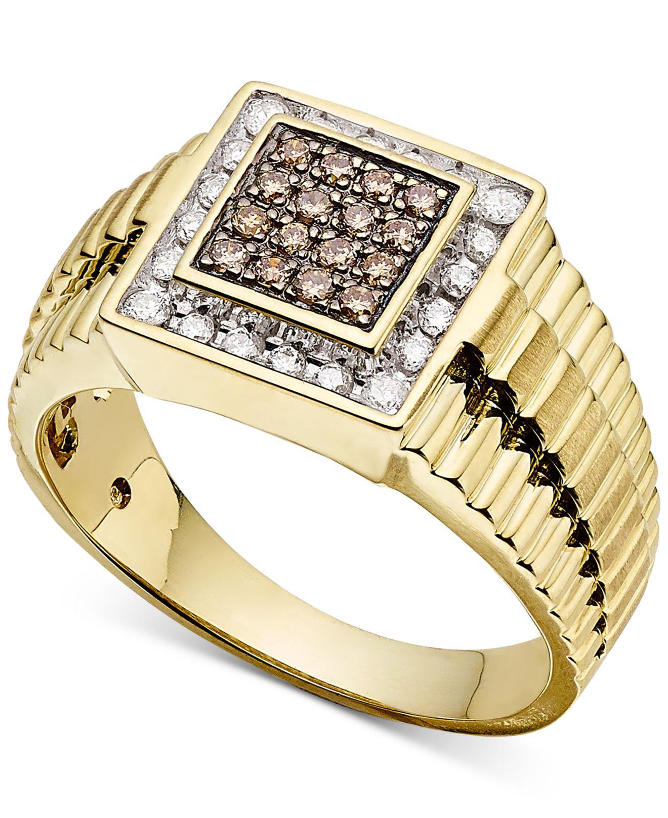 Macy's Men's Diamond Ring (1/2 Ct. T.w.) In 10k Gold in Metallic for