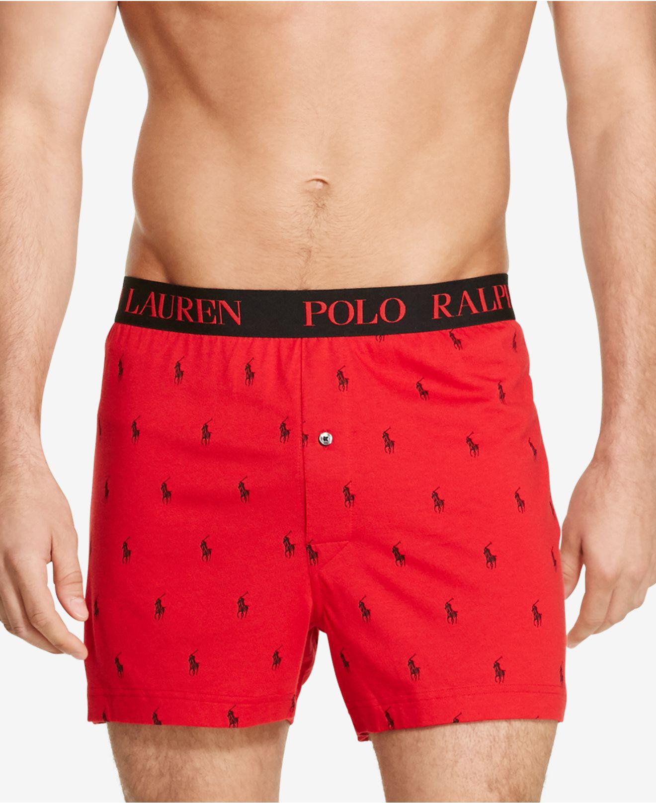 Lyst - Polo Ralph Lauren Men's Knit Boxer in Red for Men