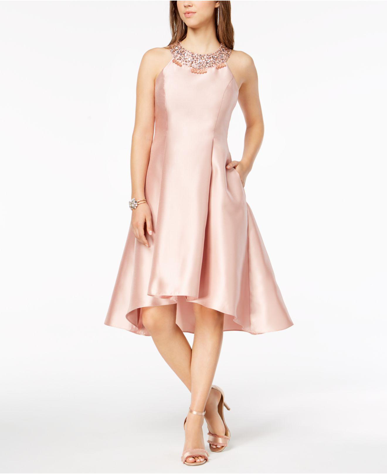 Lyst Adrianna Papell Rhinestone Highlow Dress in Pink