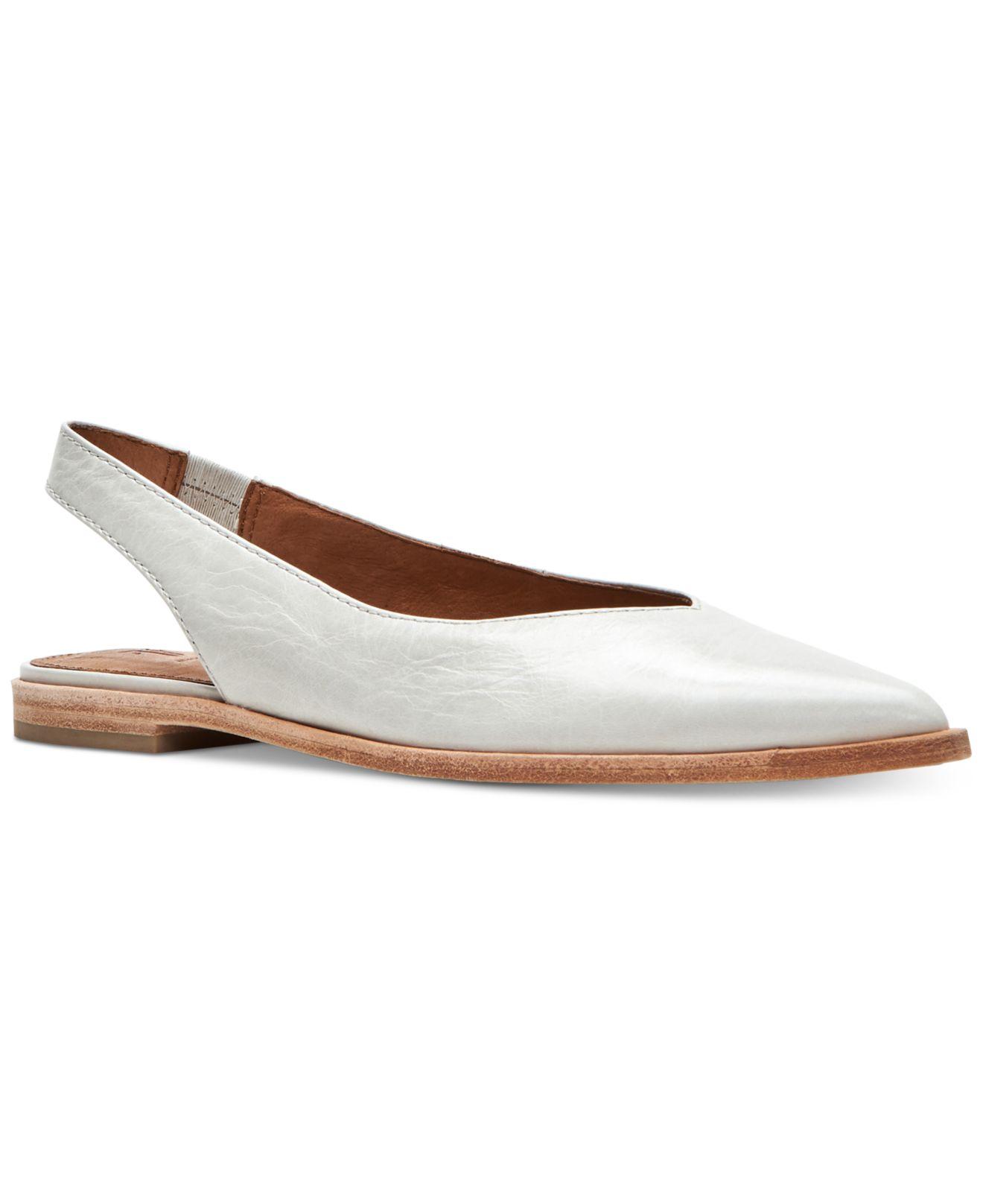 white sling back flat shoes