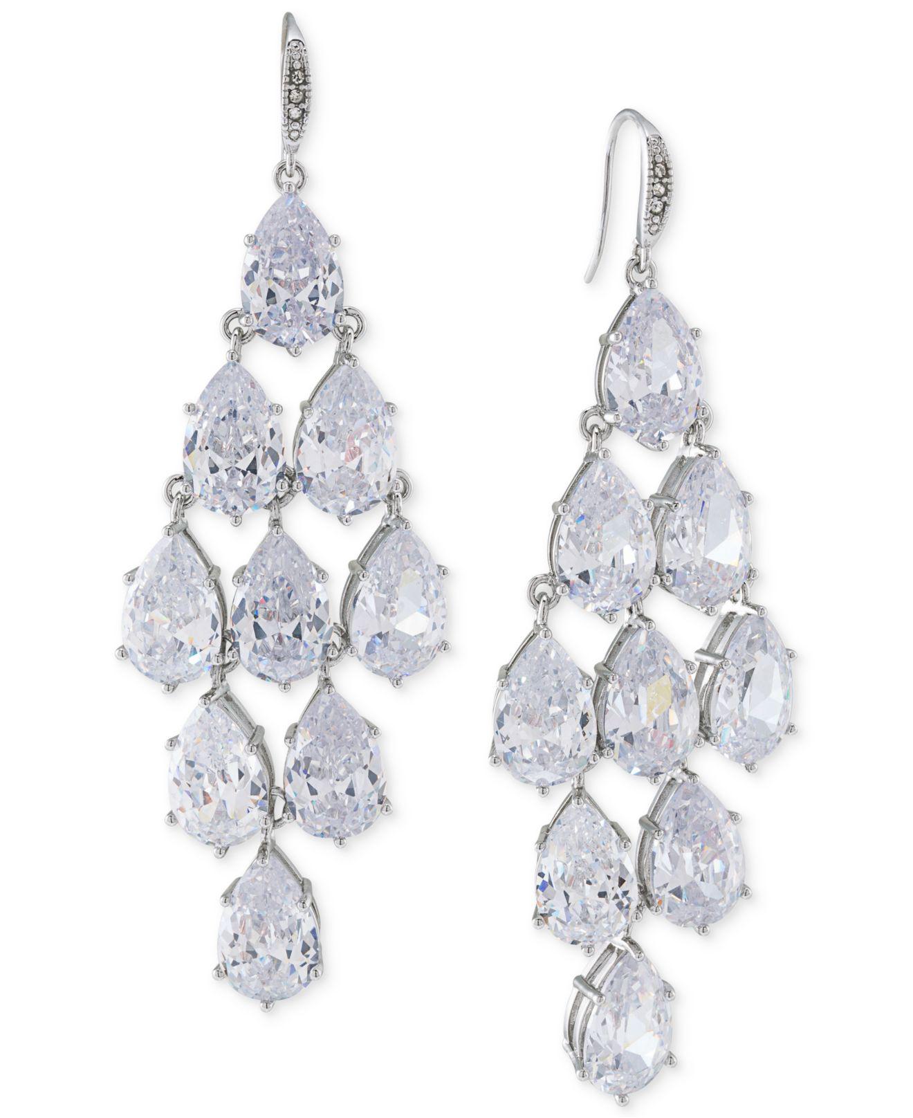 Lyst Carolee Silver Tone Crystal Chandelier Earrings In Metallic Carolee Women S Metallic Silver Tone Crystal Chandelier Earrings